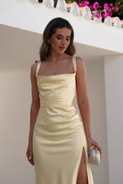Salma Soft Matte Satin Midaxi Dress | Yellow - Oh Hello Clothing