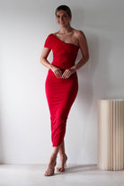 Sania Bodycon Midi Dress | Red | Oh Hello Clothing | XS (6)