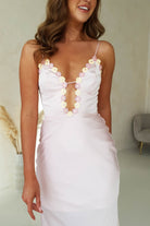 Sharley Floral Bust Satin Midi Dress | Light Pink | Oh Hello Clothing | XS (6)