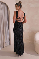 Sharma Squareneck Velvet Gown | Black | Oh Hello Clothing | S (8)