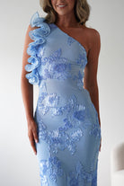 Siren Bodycon Maxi Dress | Blue Textured | Oh Hello Clothing | XS (6)