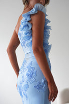 Siren Bodycon Maxi Dress | Blue Textured | Oh Hello Clothing | XS (6)