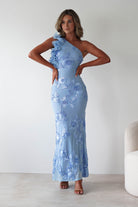 Siren Bodycon Maxi Dress | Blue Textured | Oh Hello Clothing | XS (6)