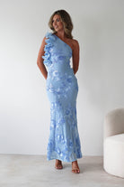 Siren Bodycon Maxi Dress | Blue Textured | Oh Hello Clothing | XS (6)