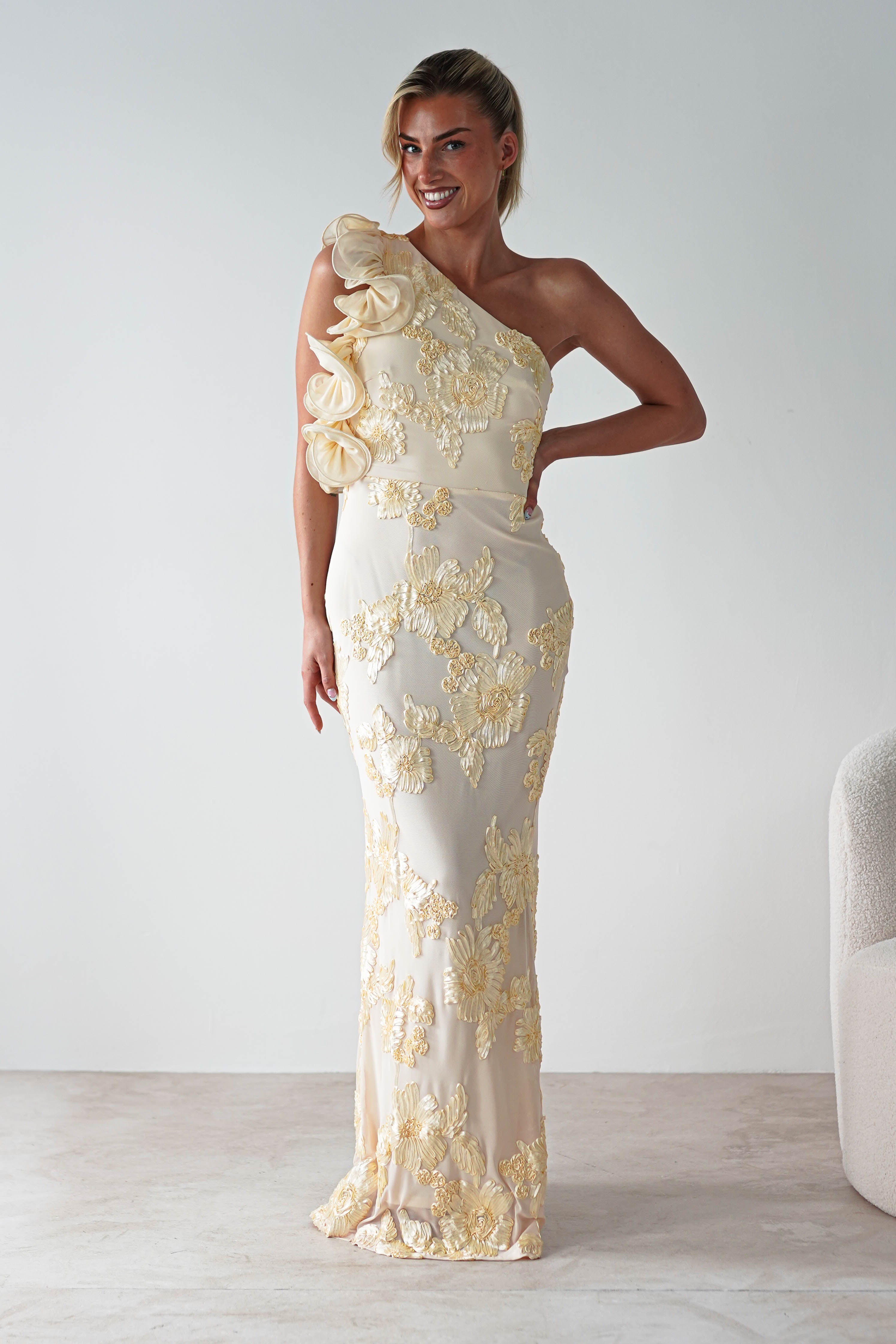 Siren Bodycon Maxi Dress | Light Yellow | Oh Hello Clothing | XS (6)
