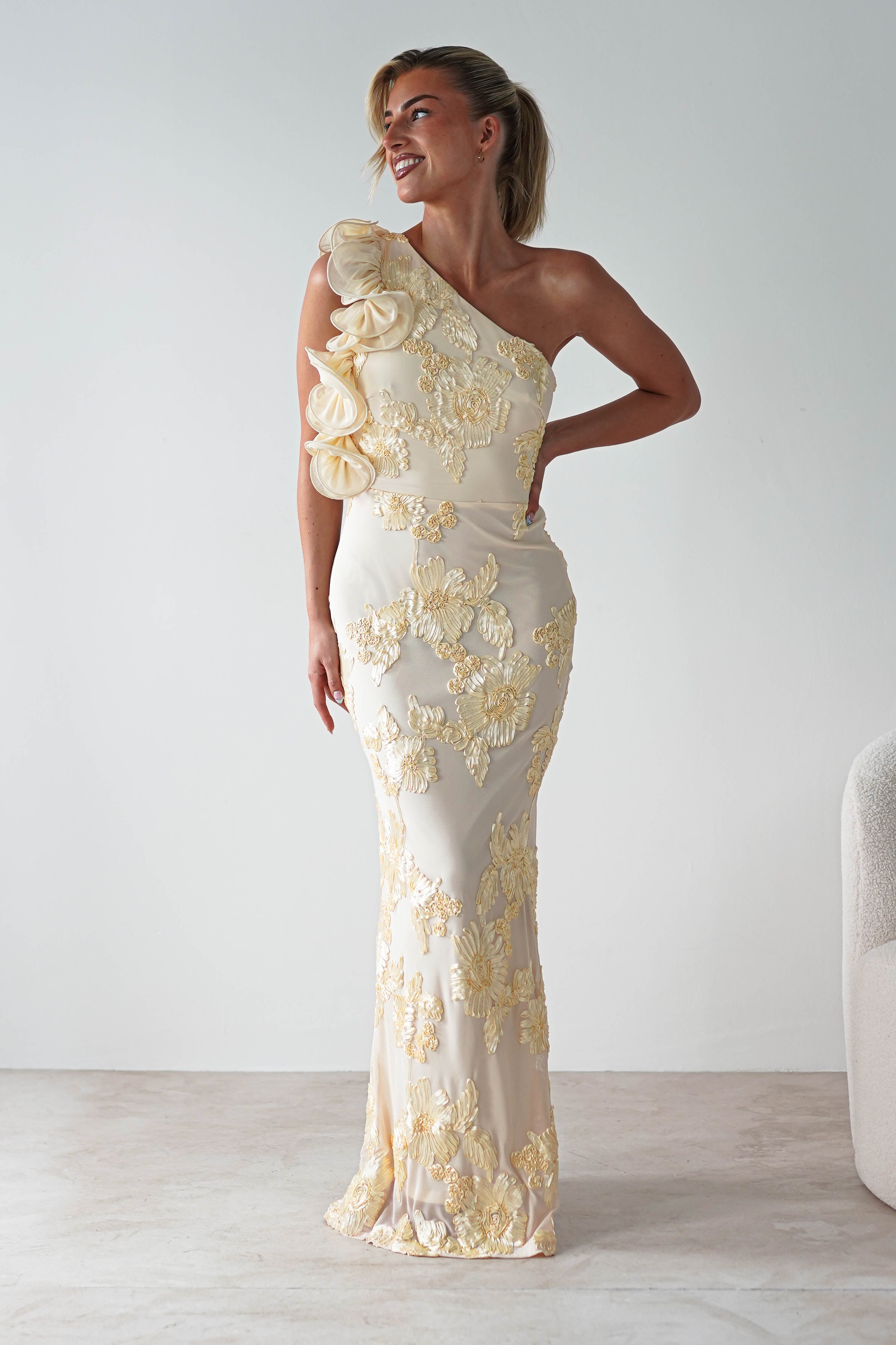 Siren Bodycon Maxi Dress | Light Yellow | Oh Hello Clothing | XS (6)