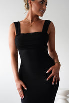 Sky Stretchy Mesh Backless Maxi Dress | Black | Oh Hello Clothing | XS (6)