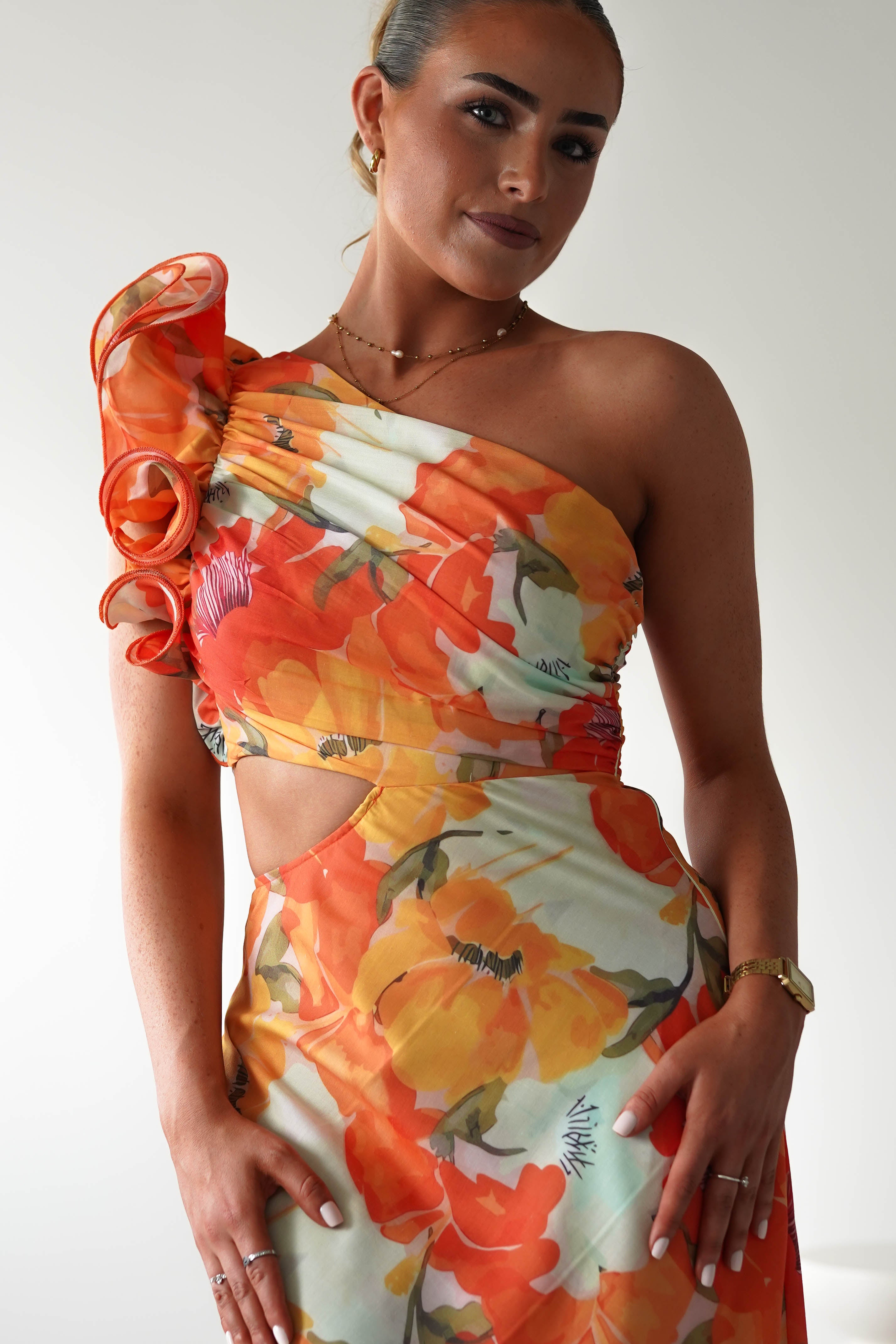 Summer Fruits Maxi Dress | Orange Print | Oh Hello Clothing | XS (6)