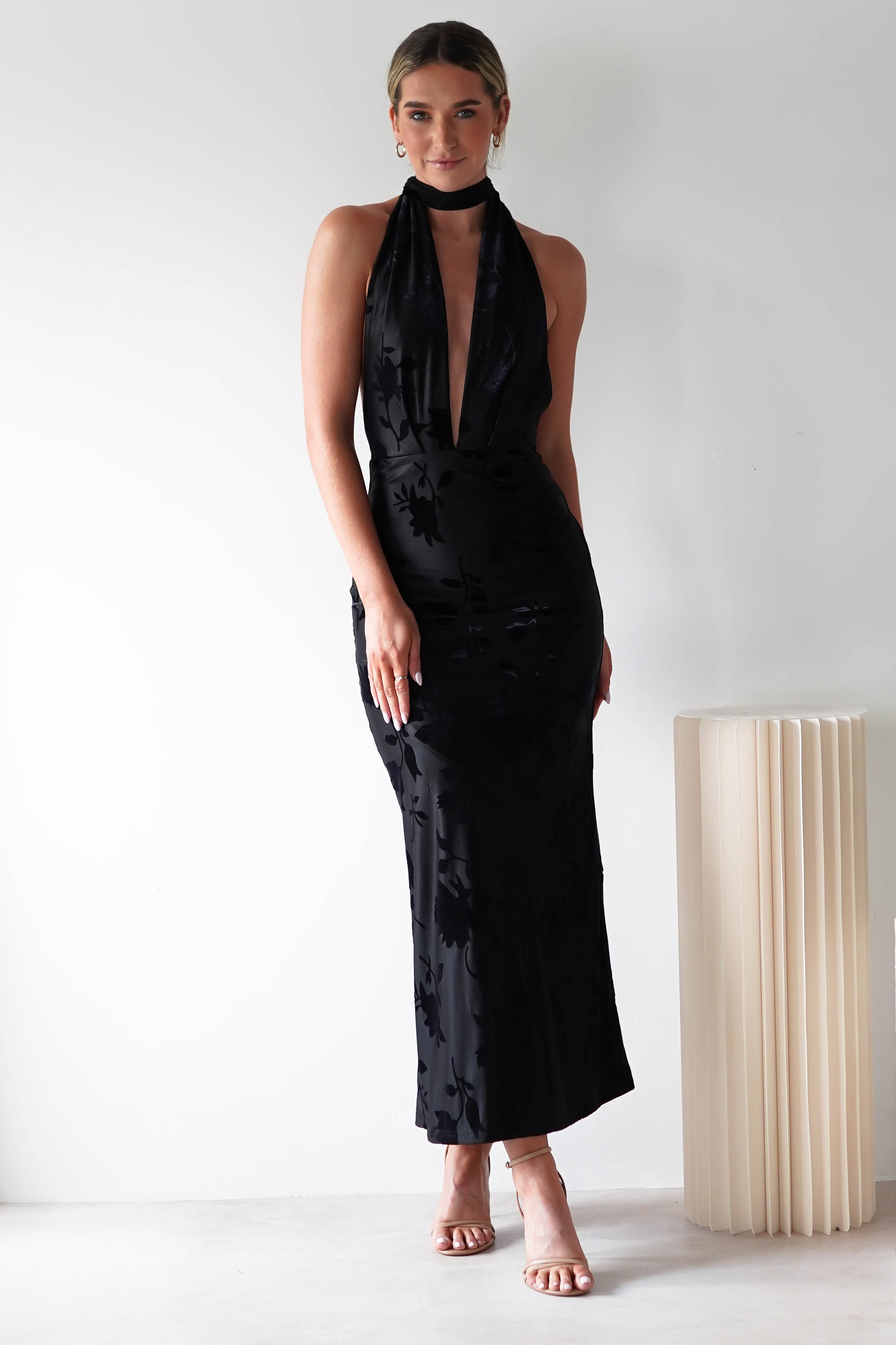 Tara Floral Jacquard Maxi Dress | Black | Oh Hello Clothing | XS (6)