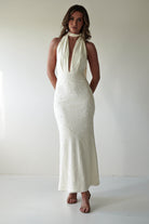 Tara Floral Jacquard Maxi Dress | Ivory/Cream | Oh Hello Clothing | XS (6)