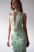 Tara Floral Jacquard Maxi Dress | Light Green | Oh Hello Clothing | XS (6)