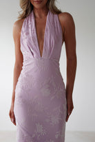 Tara Floral Jacquard Maxi Dress | Light Lilac | Oh Hello Clothing | XS (6)