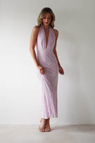 Tara Floral Jacquard Maxi Dress | Light Lilac - Oh Hello Clothing