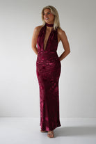 Tara Floral Jacquard Maxi Dress | Wine | Oh Hello Clothing | XS (6)