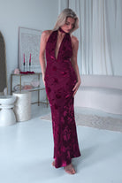 Tara Floral Jacquard Maxi Dress | Wine | Oh Hello Clothing | XS (6)