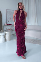 Tara Floral Jacquard Maxi Dress | Wine | Oh Hello Clothing | XS (6)