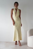 Tara Floral Jacquard Maxi Dress | Yellow | Oh Hello Clothing | XS (6)