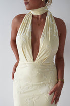 Tara Floral Jacquard Maxi Dress | Yellow | Oh Hello Clothing | XS (6)