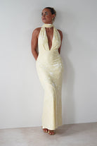 Tara Floral Jacquard Maxi Dress | Yellow | Oh Hello Clothing | XS (6)