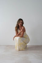 Thelma Floral Textured Maxi Dress | Light Yellow | Oh Hello Clothing | S (8)