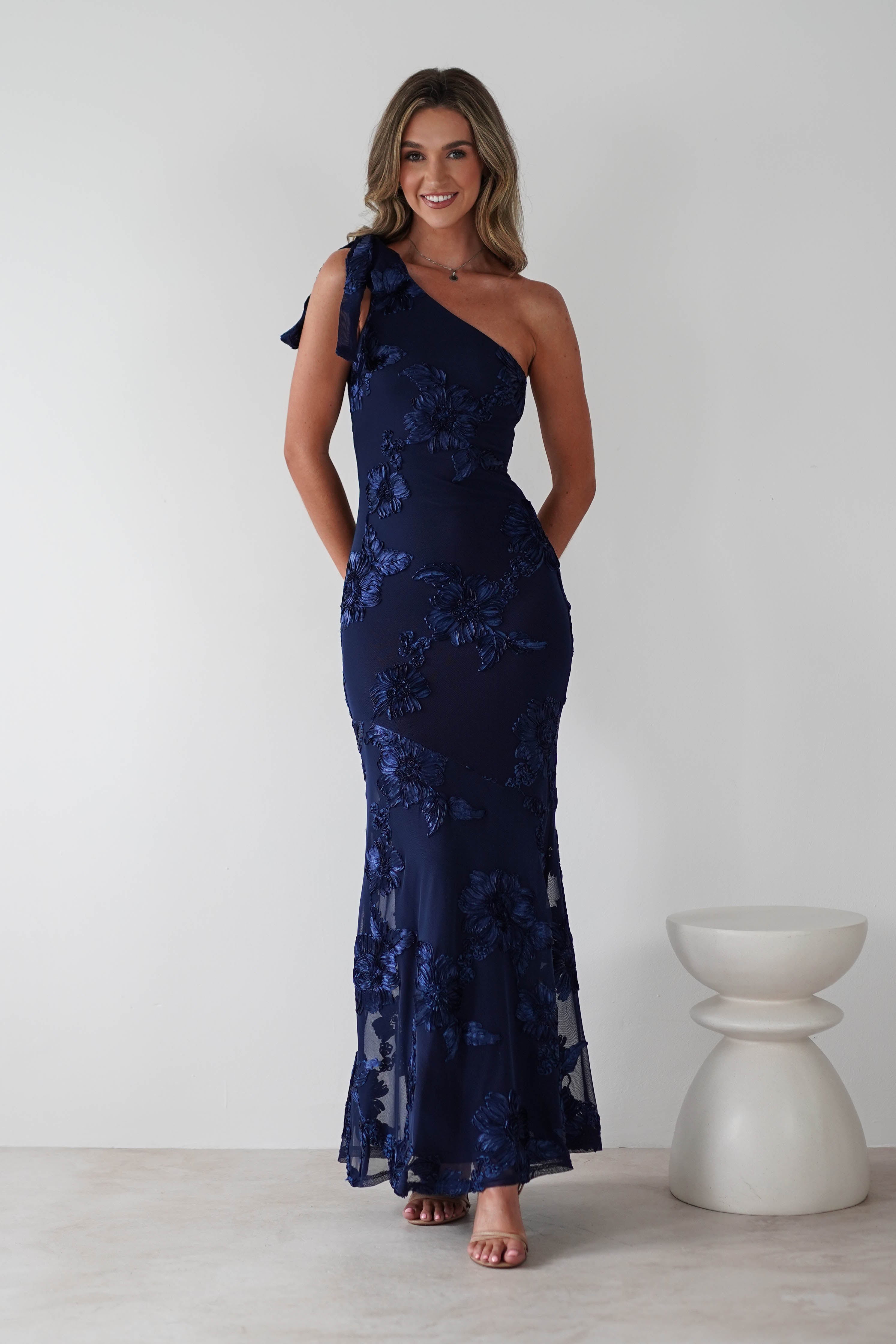 Thelma Floral Textured Maxi Dress | Navy | Oh Hello Clothing | S (8)