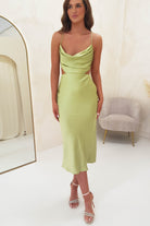 Tilda Soft Satin Midi Dress | Lime | Oh Hello Clothing | XS (6)