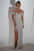 Vilma Sequin Mermaid Gown | Silver/Champange | Oh Hello Clothing | S (8)