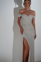 Vilma Sequin Mermaid Gown | Silver/Champange | Oh Hello Clothing | S (8)