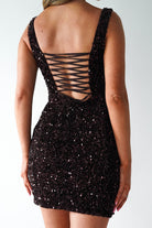 Zareena Sequin Mini Dress | Brown | Oh Hello Clothing | S (8)