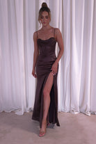 Ziah Soft Satin Gown | Chocolate | Oh Hello Clothing | S (8)
