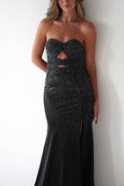 Zohra Cut Out Strapless Rhinestone Gown | Black | Oh Hello Clothing | S (8)