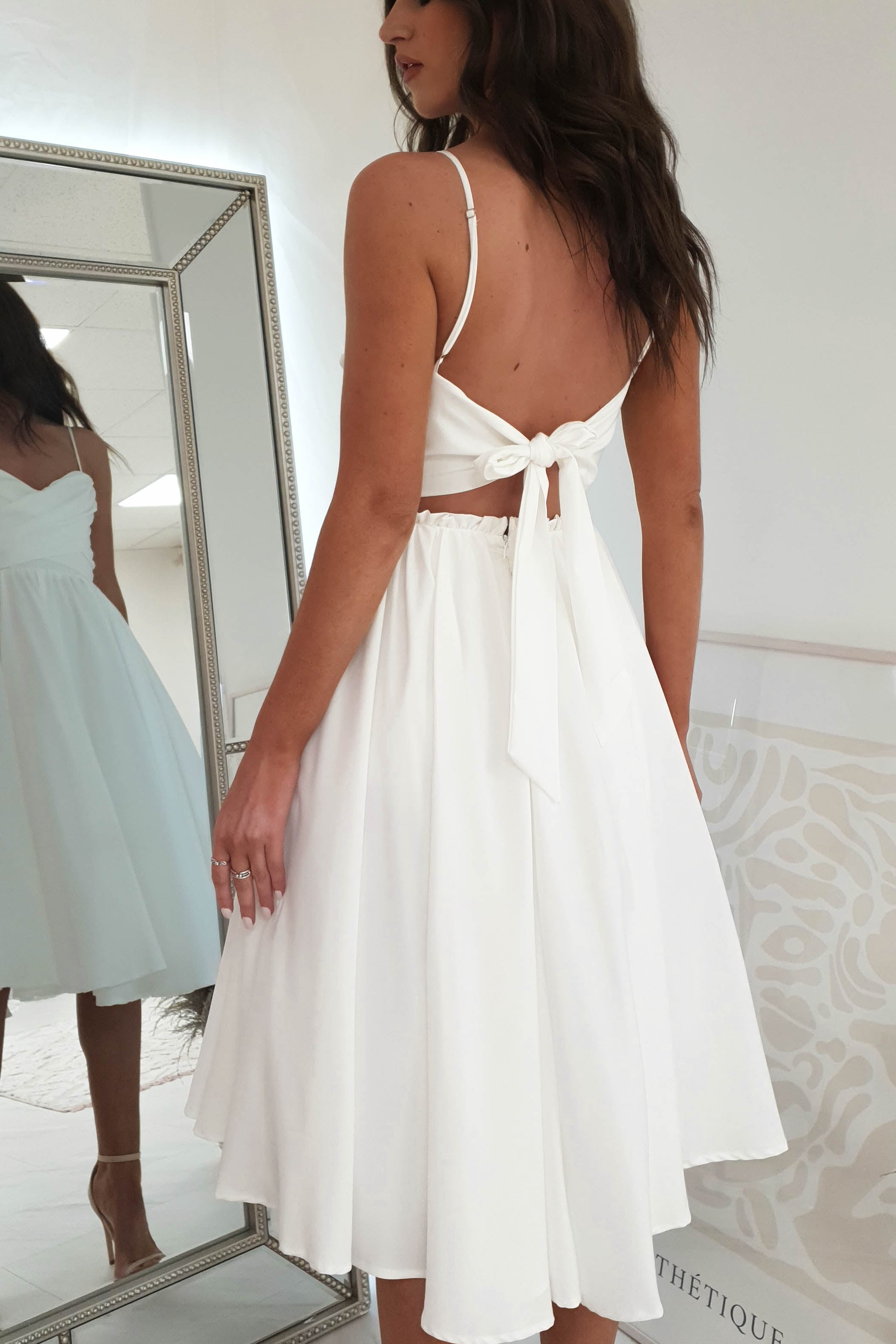 Erinna Skater Midi Dress | White | Oh Hello Clothing | XS (6)