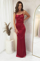 Adalyn Satin Gown | Berry Red | Oh Hello Clothing | XS (6)