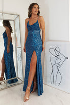 Alamour Sequin Luxe Gown | Lapis Blue | Oh Hello Clothing | XS (6)