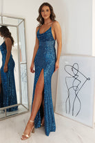 Alamour Sequin Luxe Gown | Lapis Blue | Oh Hello Clothing | XS (6)