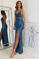 Alamour Sequin Luxe Gown | Lapis Blue | Oh Hello Clothing | XS (6)
