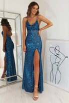 Alamour Sequin Luxe Gown | Lapis Blue | Oh Hello Clothing | XS (6)