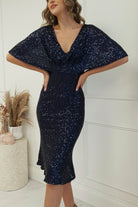Alvara Sequin Midi Dress | Navy | Oh Hello Clothing | XS (6)