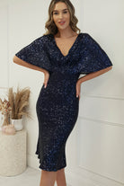 Alvara Sequin Midi Dress | Navy | Oh Hello Clothing | XS (6)