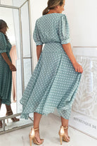Andrea Polka Dot Midi Dress | Sage | Oh Hello Clothing | XS (6)