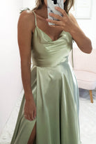 Anna Cowl Neckline Gown | Sage | Oh Hello Clothing | XS (6)