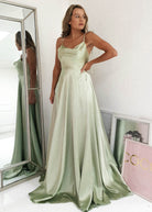 Anna Cowl Neckline Gown | Sage | Oh Hello Clothing | XS (6)