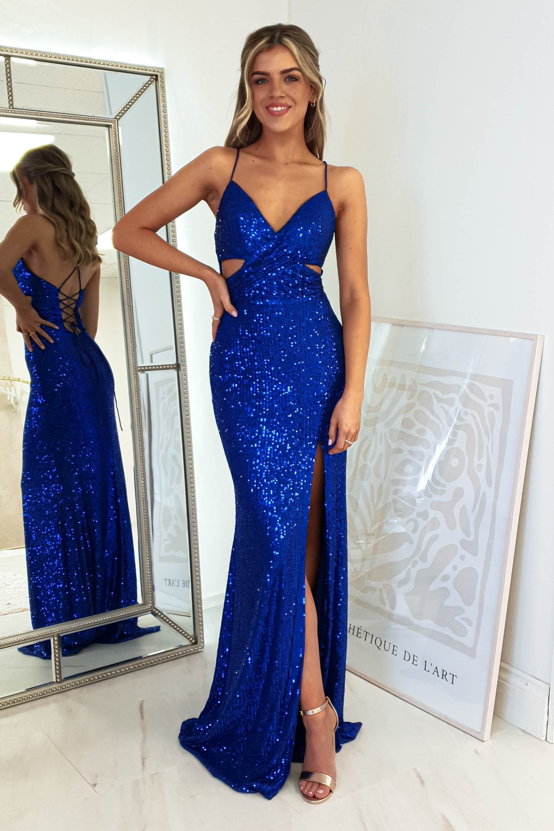 Apollo Bodycon Sequin Gown | Royal Blue | Oh Hello Clothing | XS (6)