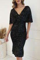 Alvara Sequin Midi Dress | Black | Oh Hello Clothing | XS (6)