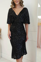 Alvara Sequin Midi Dress | Black | Oh Hello Clothing | XS (6)