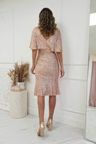 Alvara Sequin Midi Dress | Rose Gold | Oh Hello Clothing | XS (6)