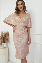 Alvara Sequin Midi Dress | Rose Gold | Oh Hello Clothing | XS (6)