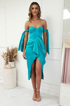 Avianna Satin Midi Dress | Aqua | Oh Hello Clothing | XS (6)
