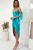 Avianna Satin Midi Dress | Aqua | Oh Hello Clothing | XS (6)