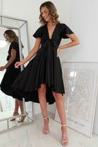 Maleri Satin Midi Dress | Black | Oh Hello Clothing | XS (6)